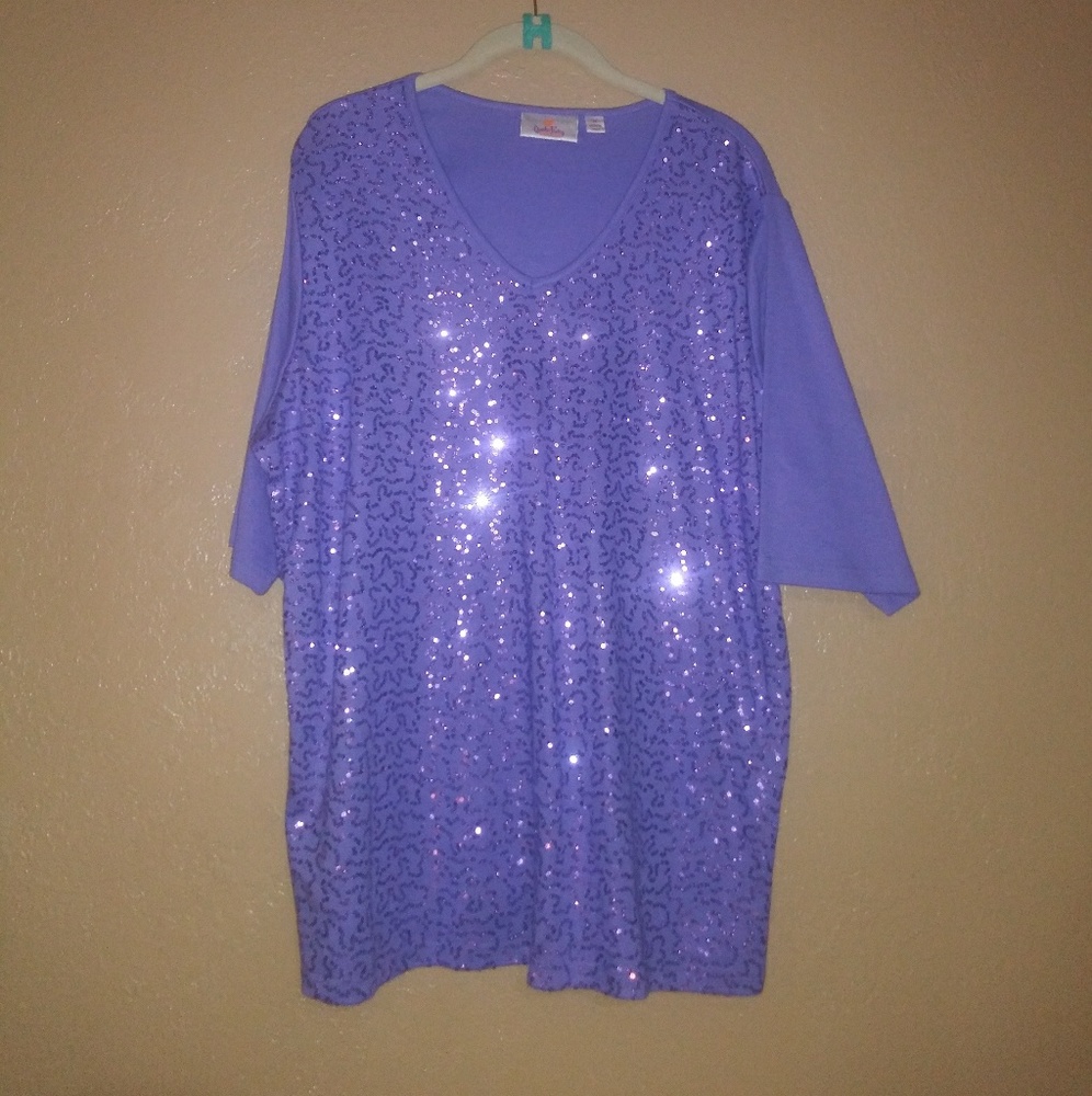 Purple sequins top 1X
